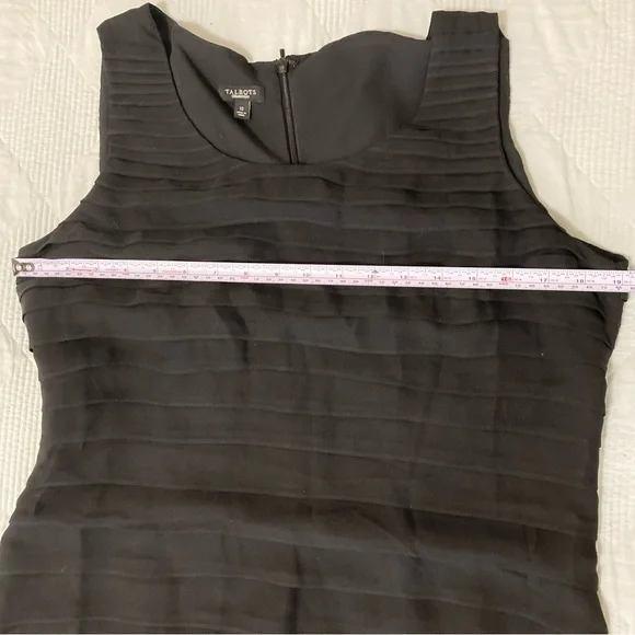 Talbots Black 100% Silk Layered Chiffon Cocktail Dress Elegant Sleeveless Sz 12 - Picture 12 of 14